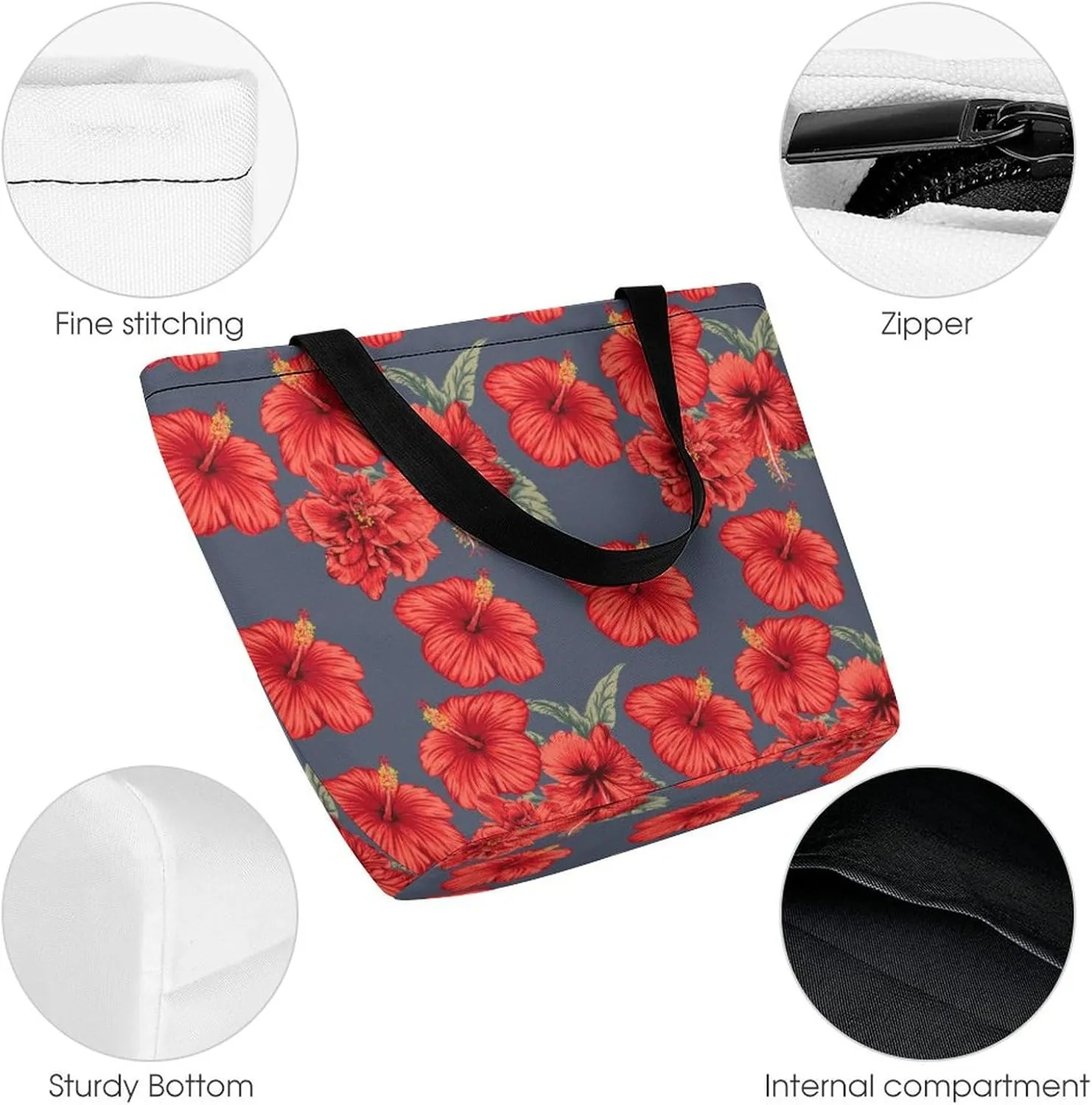 Floral Frangipani Flowers Hobo Handbags With Zipper Women's Tote Handbags