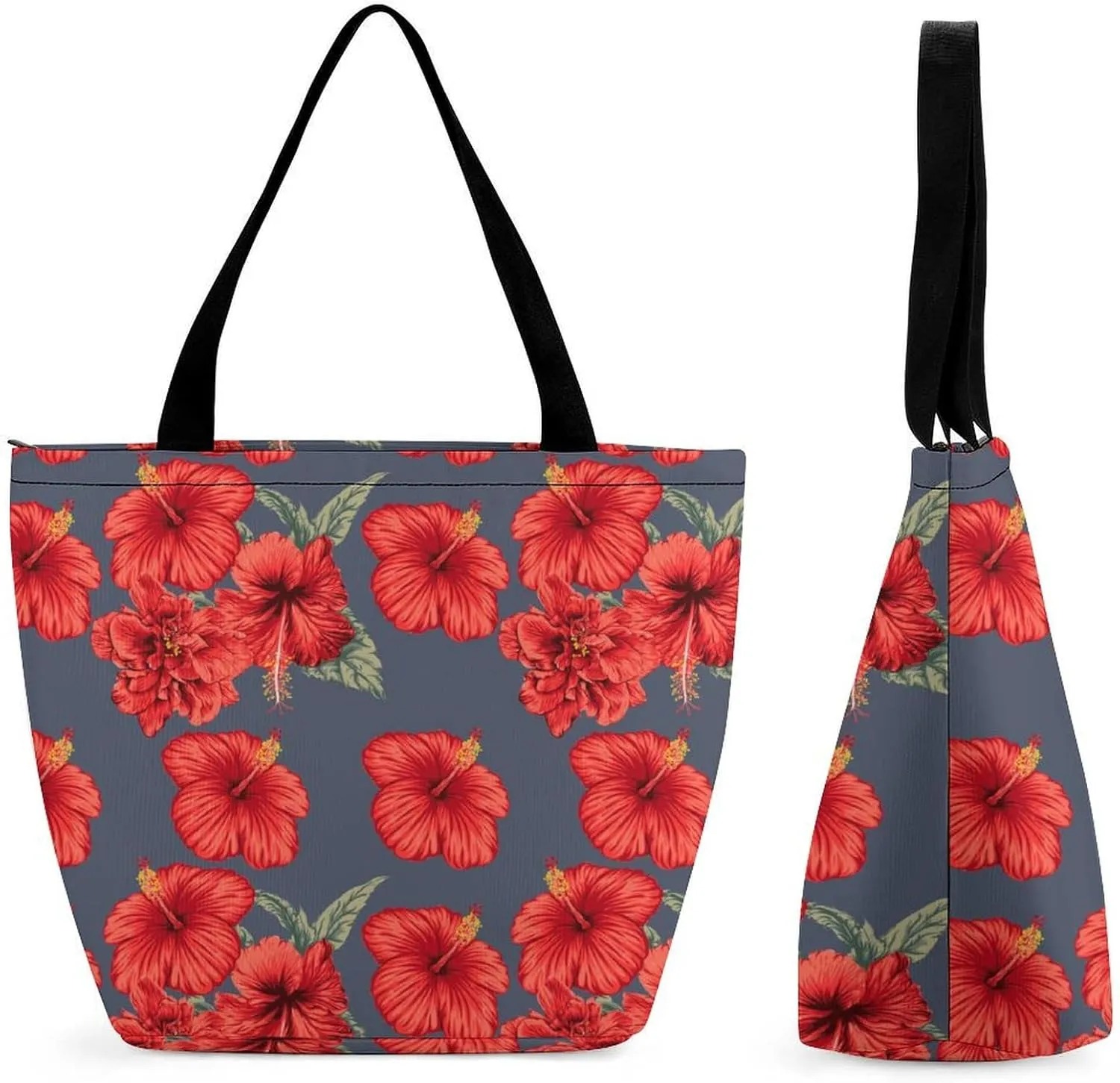 Floral Frangipani Flowers Hobo Handbags With Zipper Women's Tote Handbags