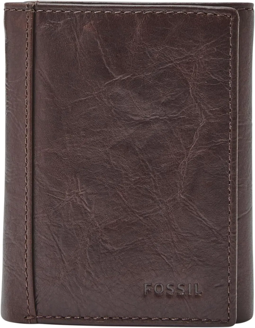 Fossil Men's Neel Leather Trifold with ID Window Wallet, Brown, (Model: ML3869200)