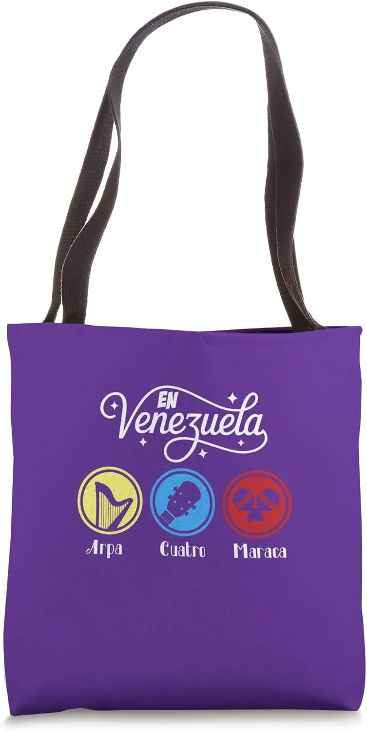 Franela Venezolana Arpa, cuatro y maraca venezuelan music Tote Bag