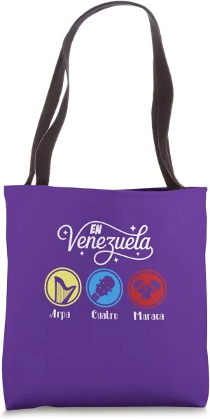Franela Venezolana Arpa, cuatro y maraca venezuelan music Tote Bag