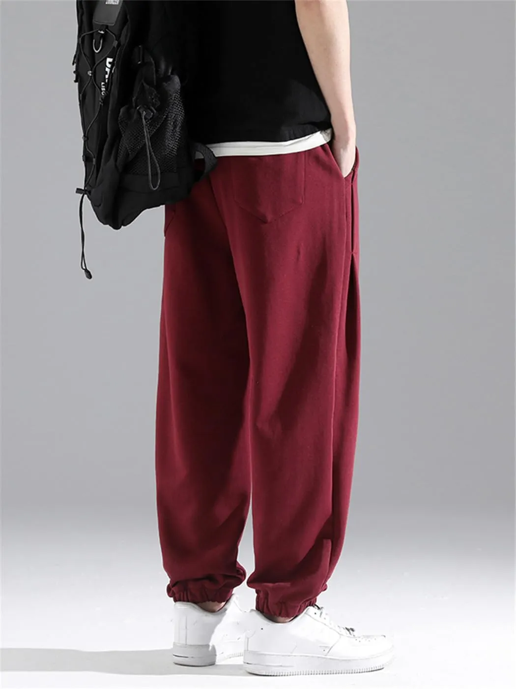 FULBHPRINT Men's Jogger Sweatpants Drawstring Streetwear Casual Baggy Trousers Cotton Loose Harem Pant Plus Size