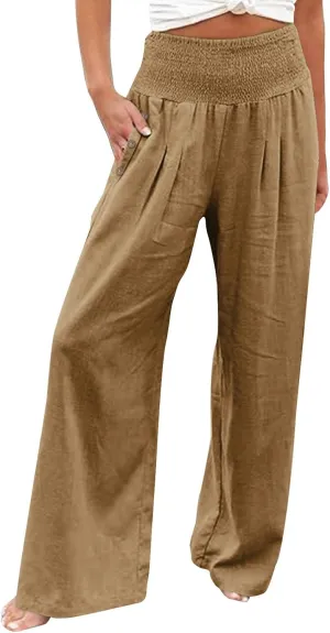 FZVYD Tummy Control Women High Waist Lounge Pants Casual Wide Leg Boho Trouser 2025 Summer Drawstring Sweatpants with Pocket