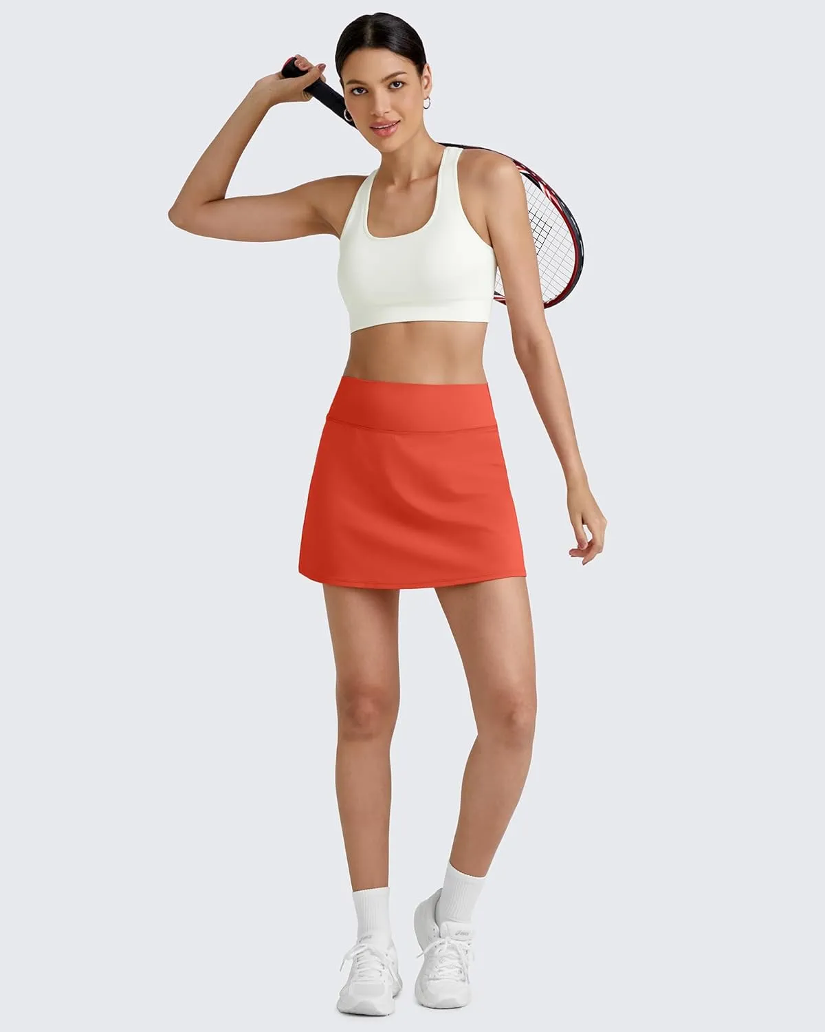 G4Free Barefeel 15" Tennis Skirts for Women High Waisted A Line Casual Athletic Golf Skorts Inner Shorts with 2 Pockets