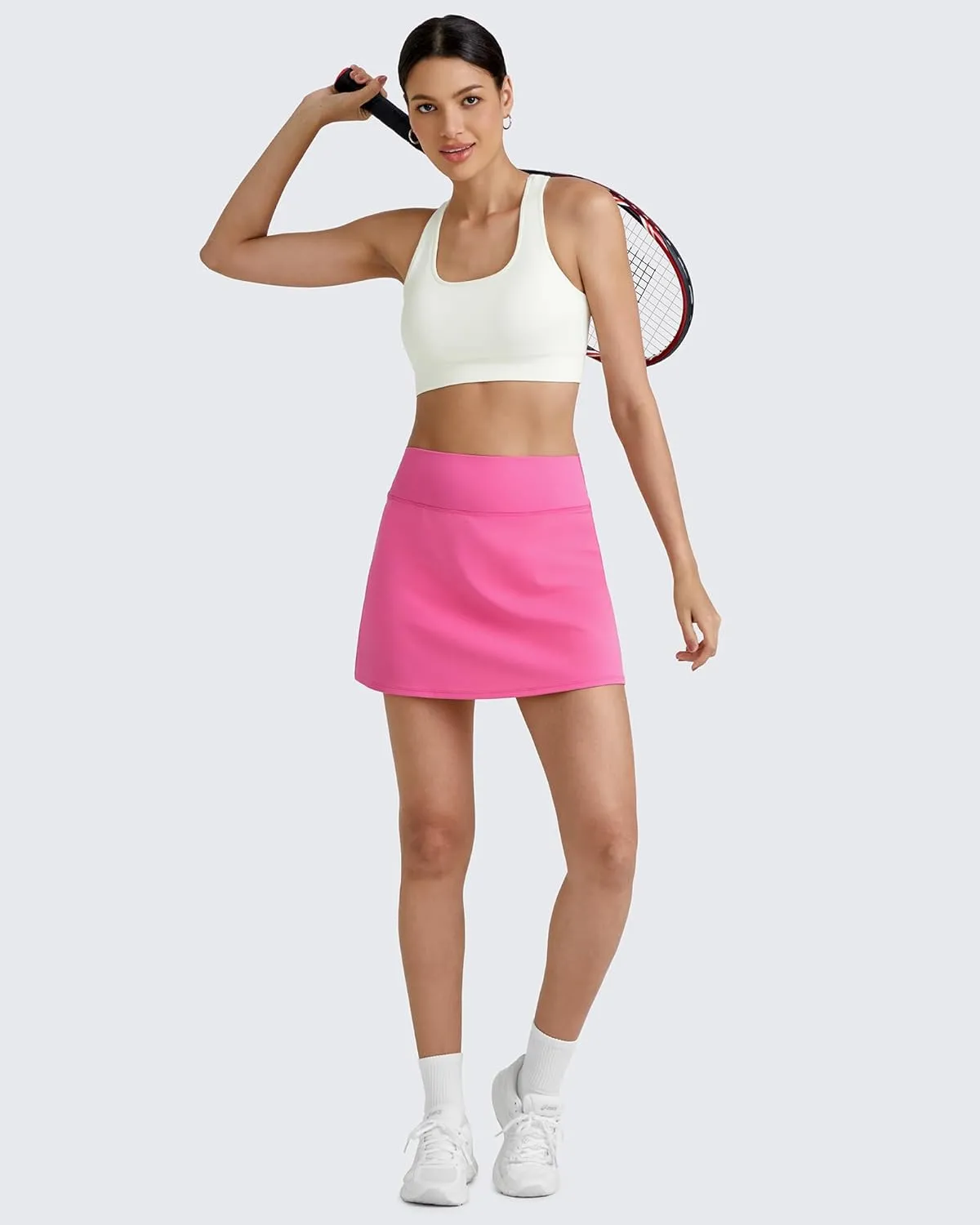 G4Free Barefeel 15" Tennis Skirts for Women High Waisted A Line Casual Athletic Golf Skorts Inner Shorts with 2 Pockets