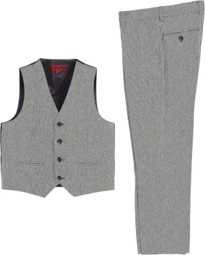 Gioberti Kids and Boys 2 Piece Tweed Plaid Vest and Pants Set