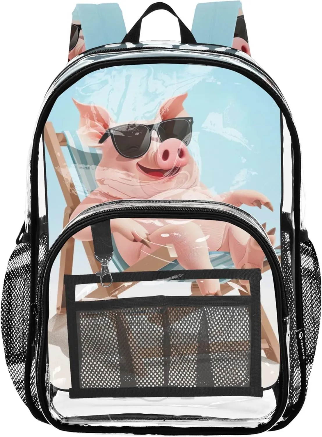 Girls Backpack Kids Boys Cute Pig Funny Travel Clear Backpack Floral Large Plastic Approved Bag
