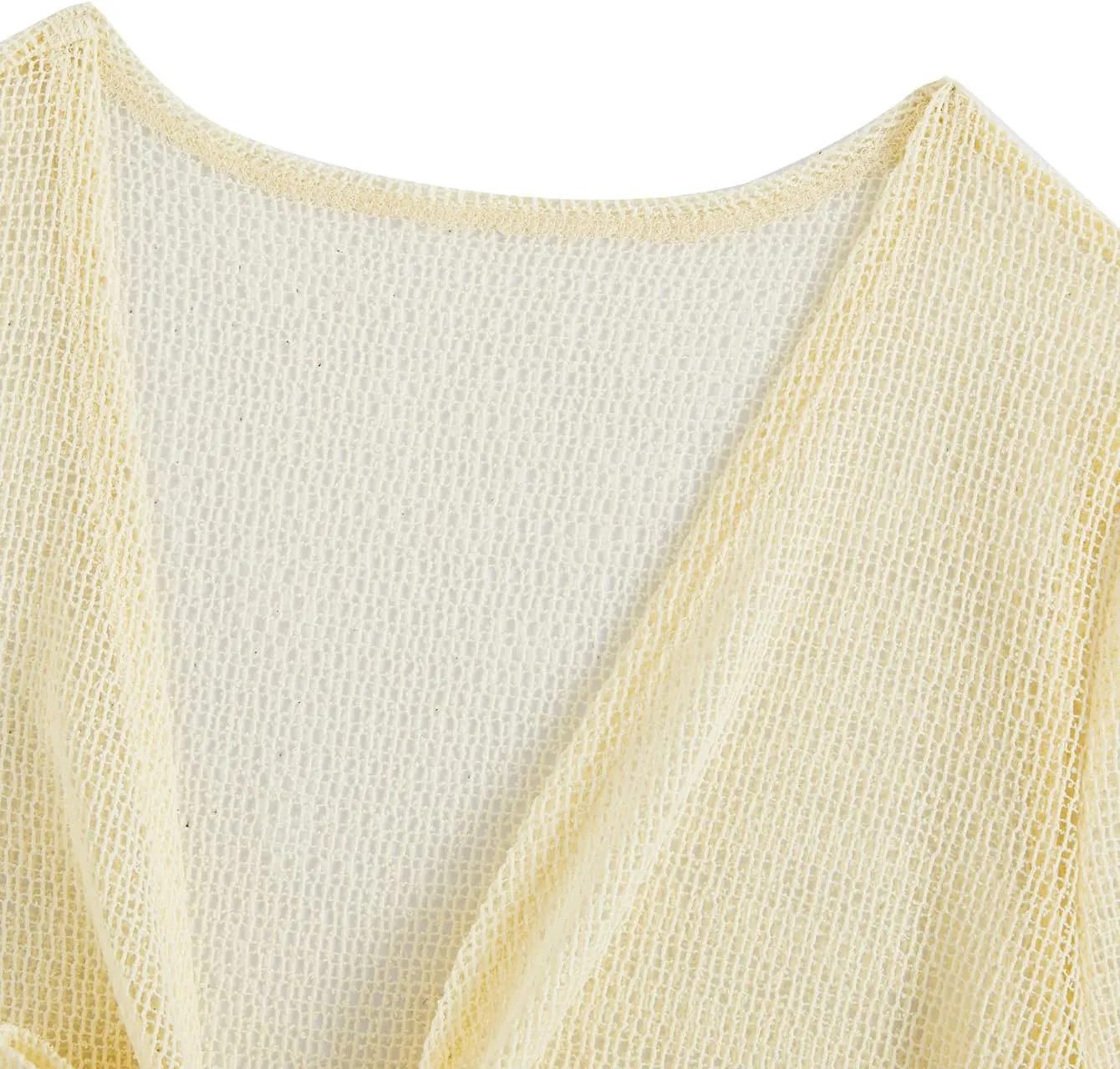 GORGLITTER Women's Tie Front Tops Bell Long Sleeve Crochet Knit Crop Cardigan Western Outfits