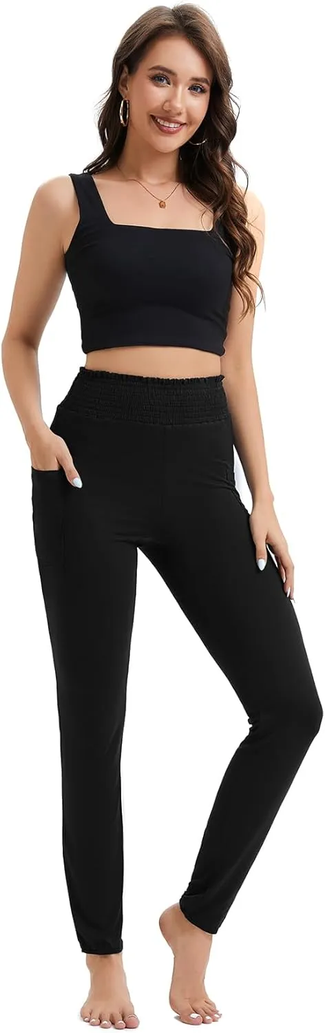 Harem Pants for Women with Pockets, High Waisted Comfy Stretch Loose Sweatpants for Workout, Running, Yoga