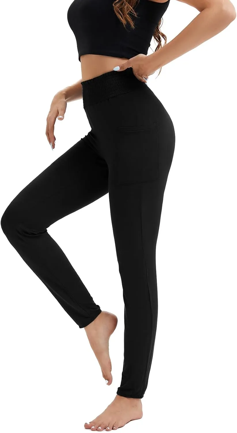 Harem Pants for Women with Pockets, High Waisted Comfy Stretch Loose Sweatpants for Workout, Running, Yoga