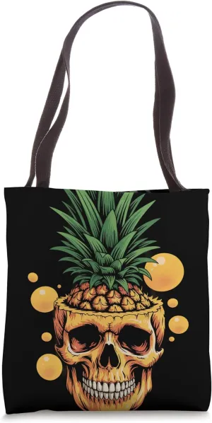 Hawaiian Gothic Pineapple Skull Goth Tote Bag