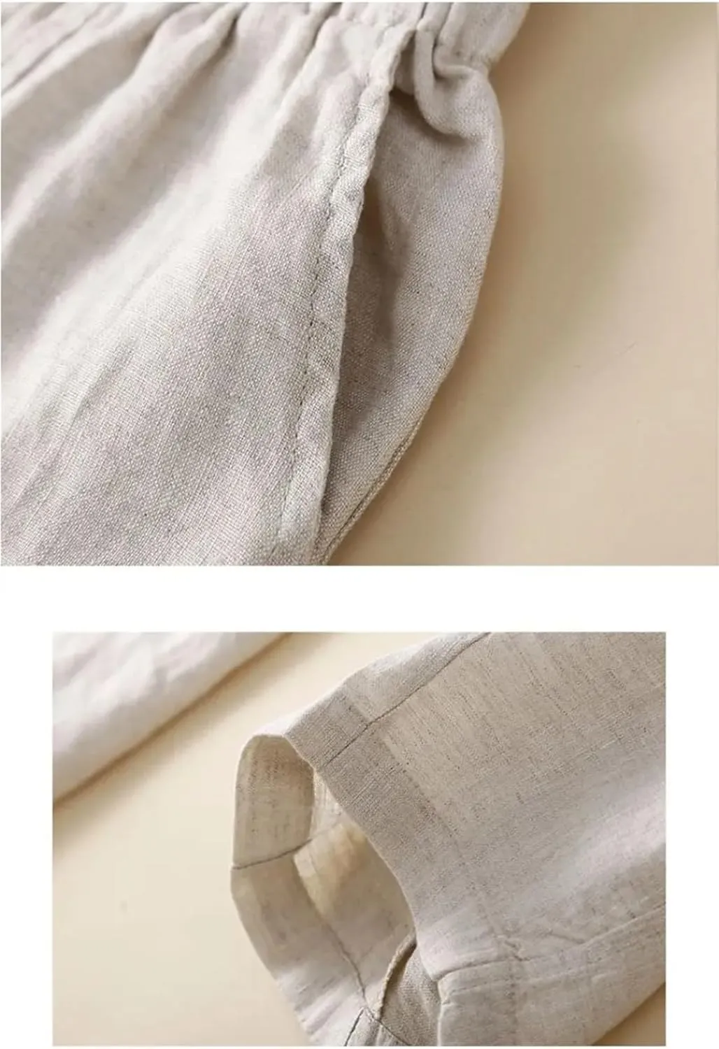 Hdhdeueh Women's Cotton and Linen Harem Pants Stretch High Waist Solid Color Palazzo Trousers