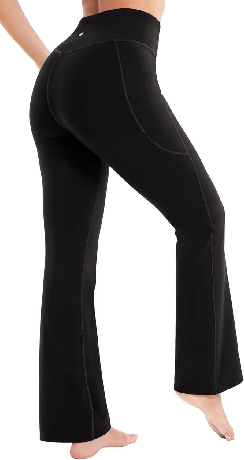 Heathyoga Fleece Lined Pants Women Yoga Pants with Pockets for Women Thermal Pants High Waist Flare Leggings for Winter