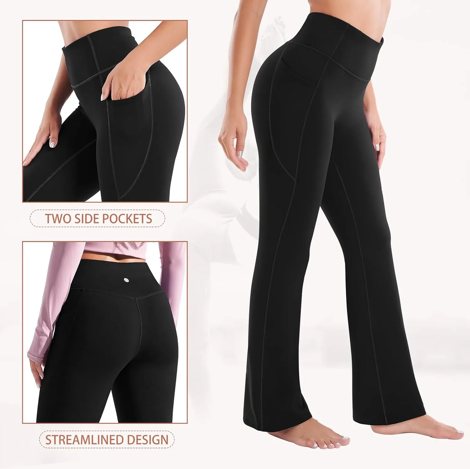 Heathyoga Fleece Lined Pants Women Yoga Pants with Pockets for Women Thermal Pants High Waist Flare Leggings for Winter