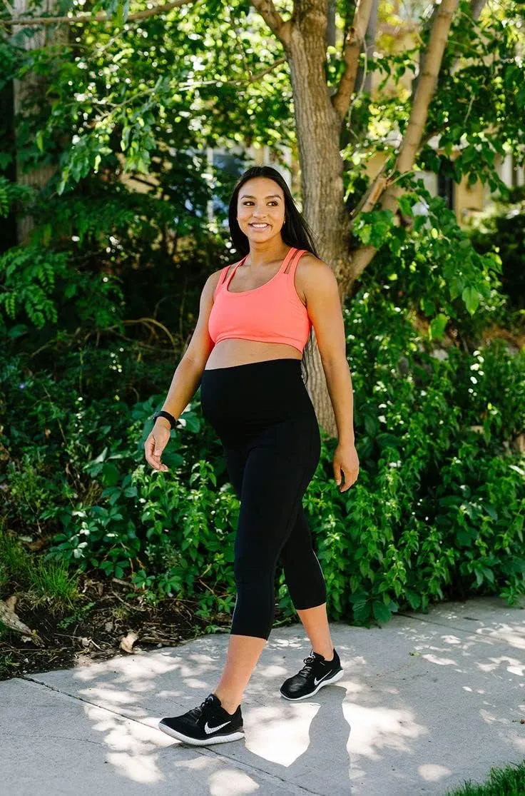 Hi Clasmix 3 Pack Maternity Capri Leggings with Pockets-Buttery Soft Workout Pregnancy Yoga Pants