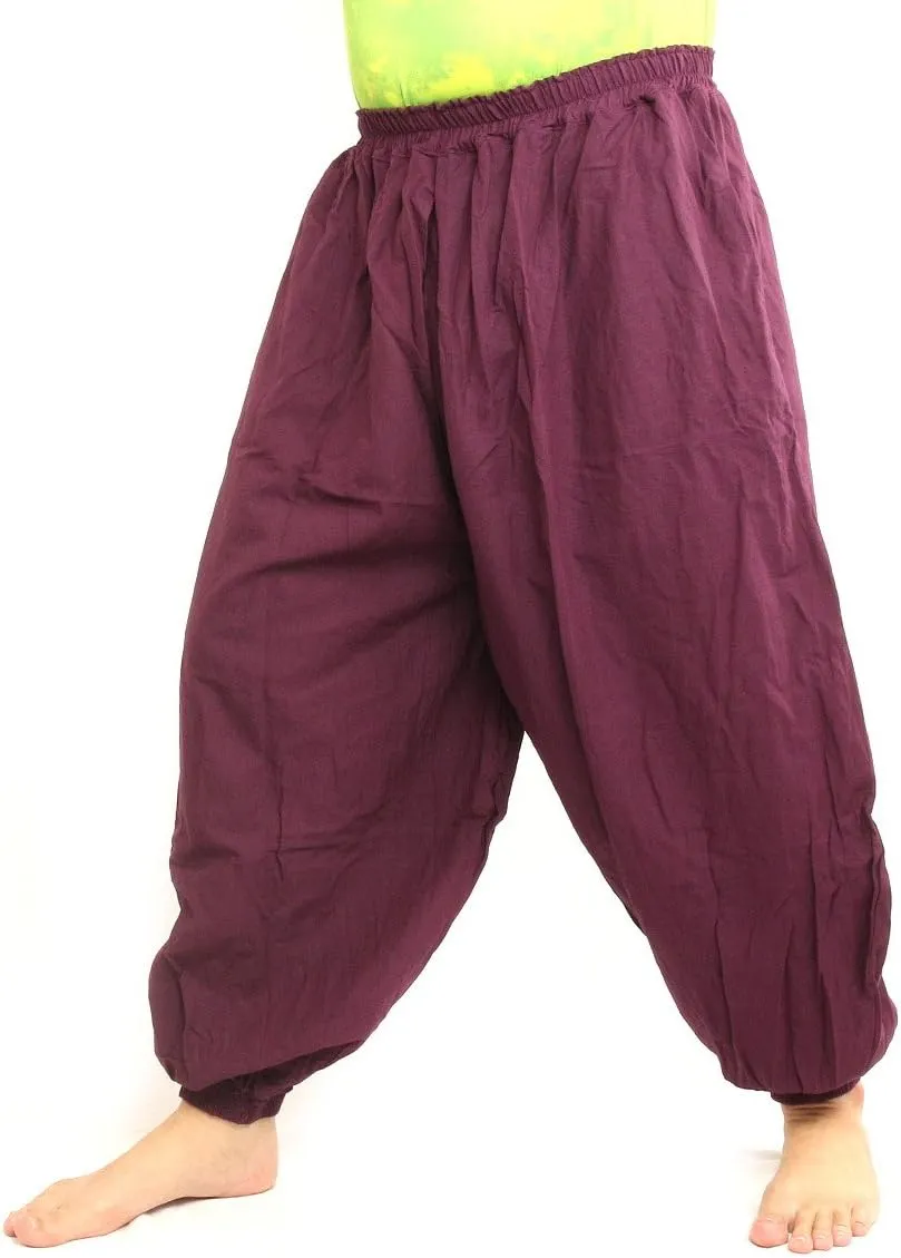 High Cut Balloon Harem Pants One Size Cotton Unisex for Men and Women 