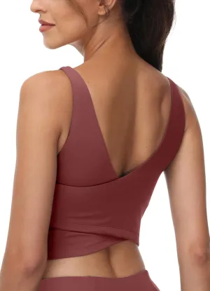 High Neck Sports Bra for Women Longline Full Coverage Sports Bras Medium Impact Padded Workout Crop Tops for Yoga Gym