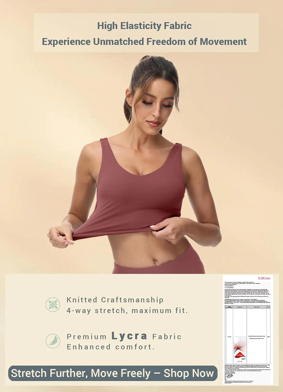 High Neck Sports Bra for Women Longline Full Coverage Sports Bras Medium Impact Padded Workout Crop Tops for Yoga Gym