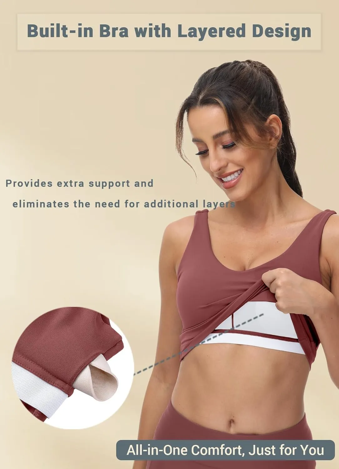 High Neck Sports Bra for Women Longline Full Coverage Sports Bras Medium Impact Padded Workout Crop Tops for Yoga Gym