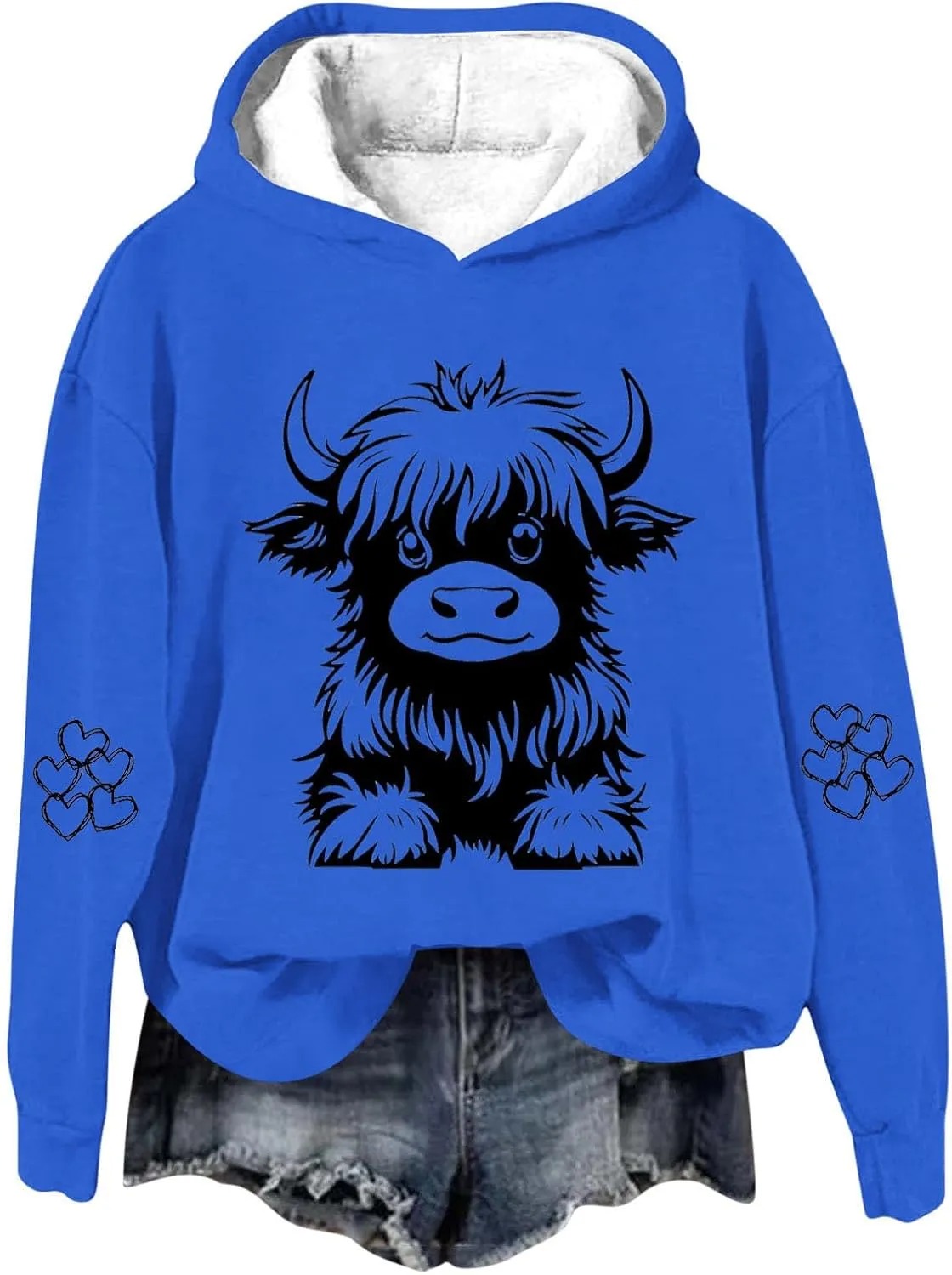 Highland Cow Hoodies for Women Cute Funny Graphic Sweatshirt Cowgirl Long Sleeve Plus Size Oversized Pullover Tops