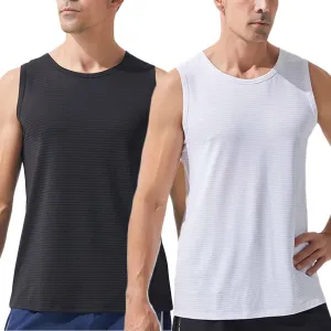HNVAVQ Mens Sleeveless Quick Dry Tank Tops T Shirt Vest Top for Running Gym Sport Fitness Training Cycling,2 Pack