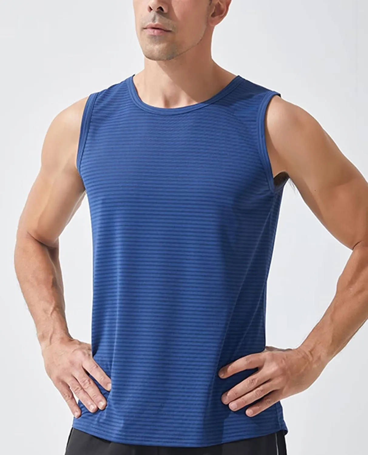 HNVAVQ Mens Sleeveless Quick Dry Tank Tops T Shirt Vest Top for Running Gym Sport Fitness Training Cycling,2 Pack