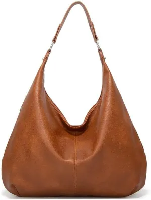 Hobo Tote Bag for Women Soft Faux Leather Shoulder Bag Retro Satchel Zipper Closure Handbag Large Capacity Purse Well made