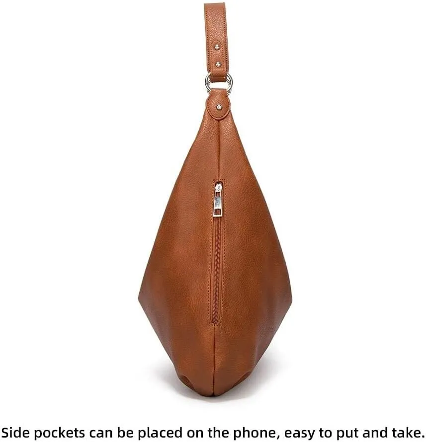 Hobo Tote Bag for Women Soft Faux Leather Shoulder Bag Retro Satchel Zipper Closure Handbag Large Capacity Purse Well made