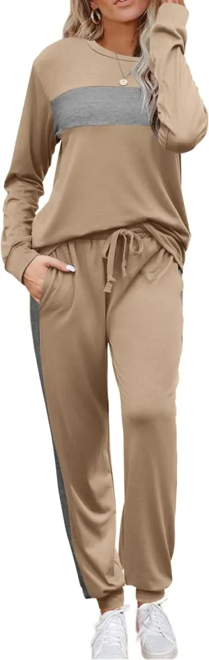 HOTOUCH Women's Two Piece Outfit Long Sleeve Crewneck Pullover Tops And Long Pants Tracksuit 2023 Fashion Sweatshirts