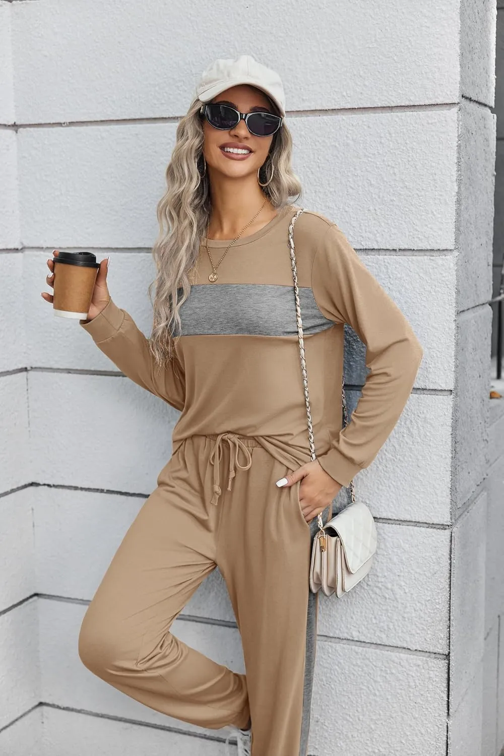 HOTOUCH Women's Two Piece Outfit Long Sleeve Crewneck Pullover Tops And Long Pants Tracksuit 2023 Fashion Sweatshirts