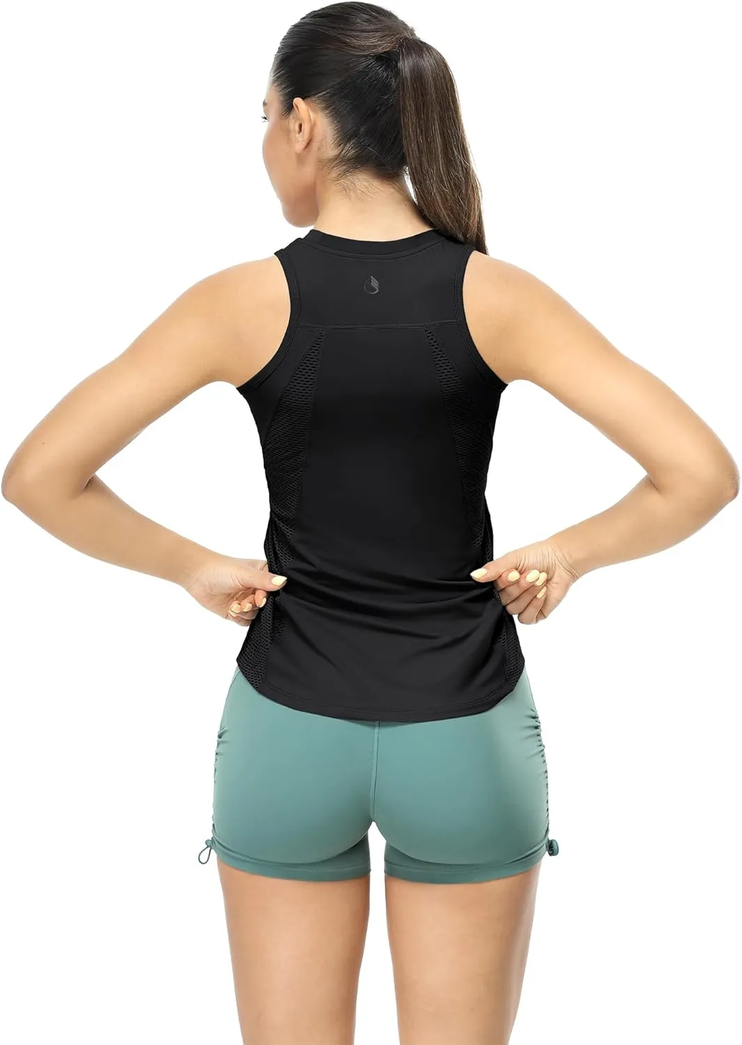 icyzone High Neck Workout Tank Tops for Women, Cool Feeling Gym Athletic Yoga Exercise Running Quick Dry Sports Shirts
