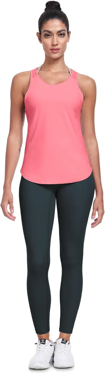 icyzone Racerback Workout Tank Tops for Women, Quick Dry Yoga Athletic Fitness Running Gym Top
