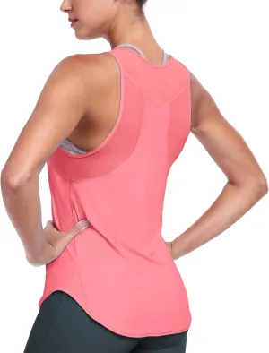 icyzone Racerback Workout Tank Tops for Women, Quick Dry Yoga Athletic Fitness Running Gym Top