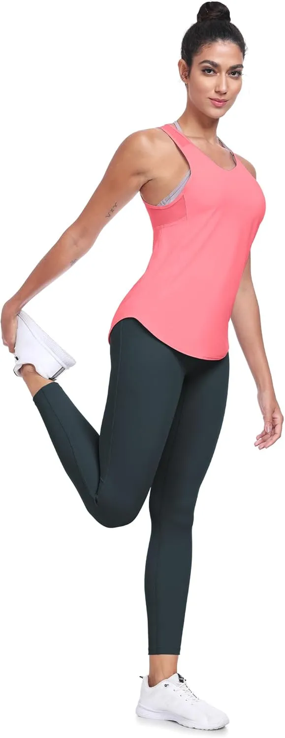 icyzone Racerback Workout Tank Tops for Women, Quick Dry Yoga Athletic Fitness Running Gym Top