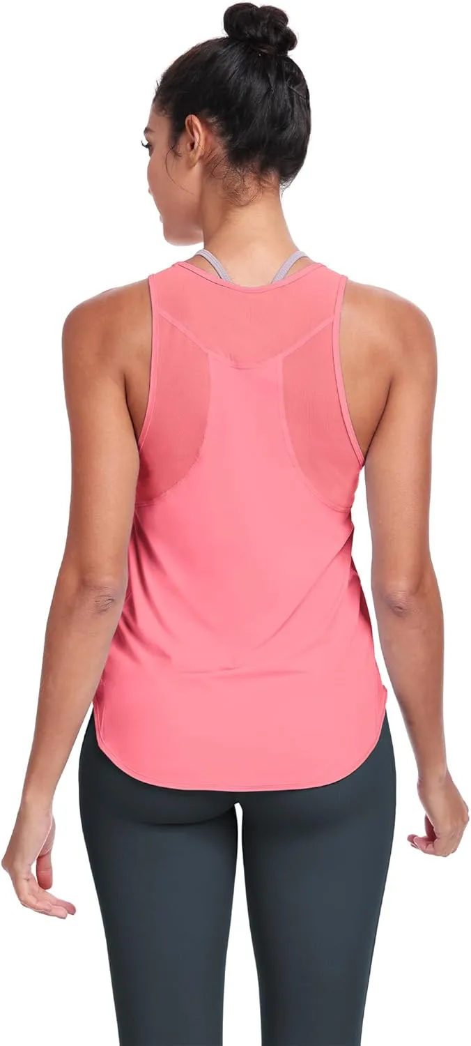 icyzone Racerback Workout Tank Tops for Women, Quick Dry Yoga Athletic Fitness Running Gym Top