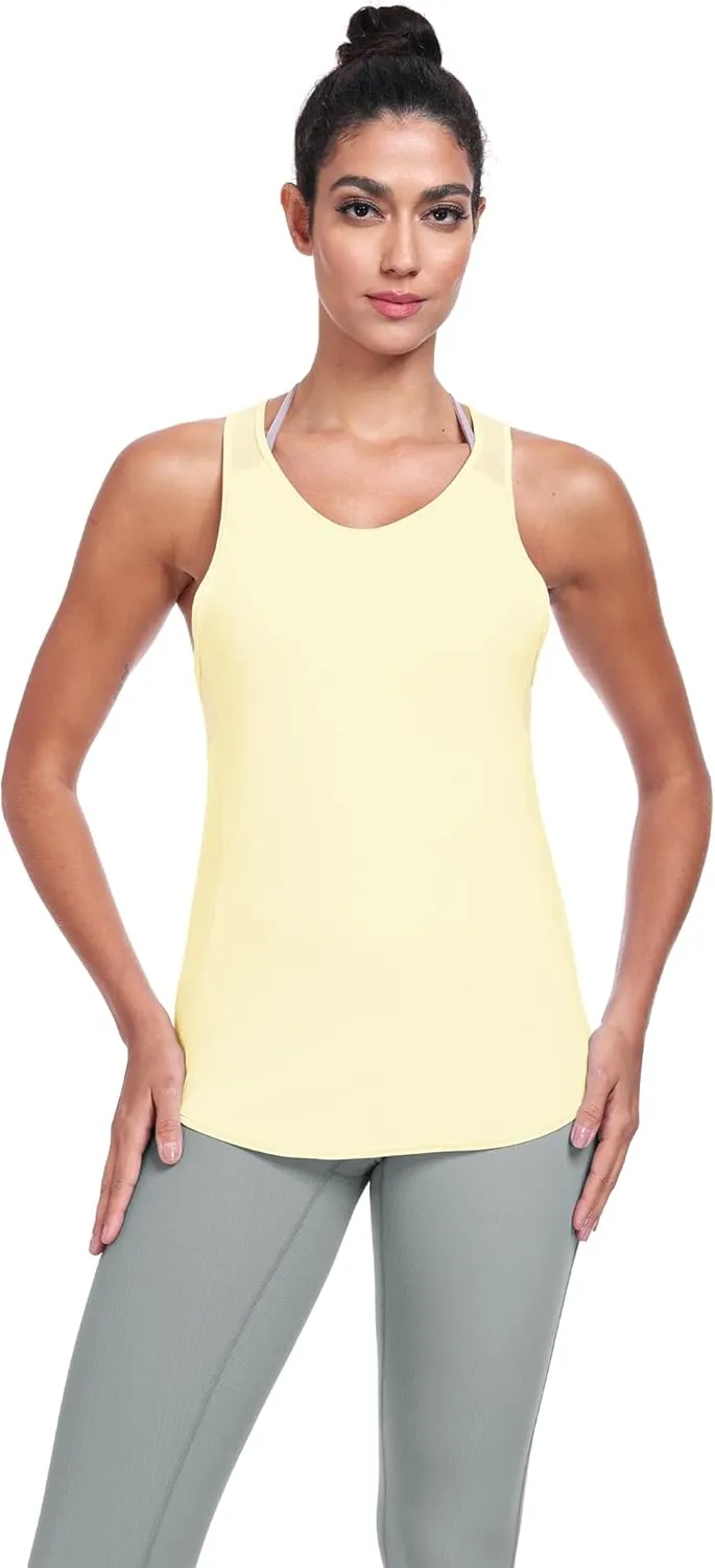 icyzone Racerback Workout Tank Tops for Women, Quick Dry Yoga Athletic Fitness Running Gym Top