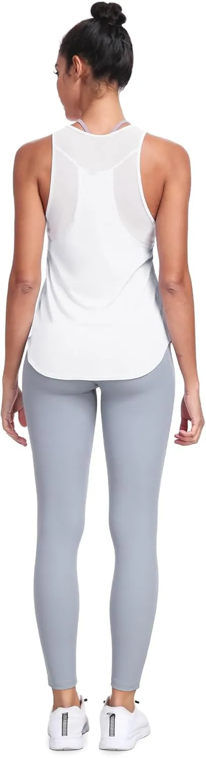 icyzone Racerback Workout Tank Tops for Women, Quick Dry Yoga Athletic Fitness Running Gym Top