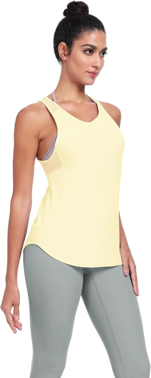 icyzone Racerback Workout Tank Tops for Women, Quick Dry Yoga Athletic Fitness Running Gym Top