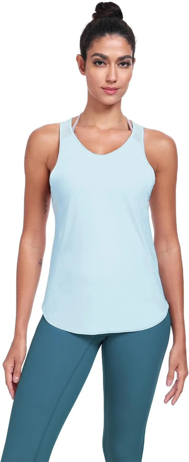 icyzone Racerback Workout Tank Tops for Women, Quick Dry Yoga Athletic Fitness Running Gym Top