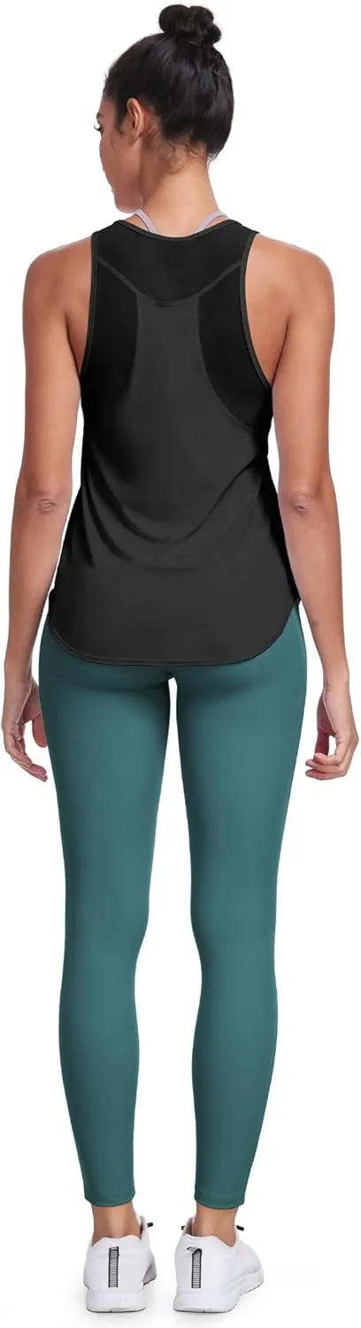 icyzone Racerback Workout Tank Tops for Women, Quick Dry Yoga Athletic Fitness Running Gym Top