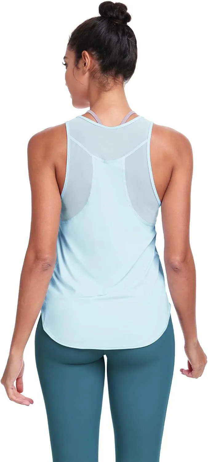 icyzone Racerback Workout Tank Tops for Women, Quick Dry Yoga Athletic Fitness Running Gym Top