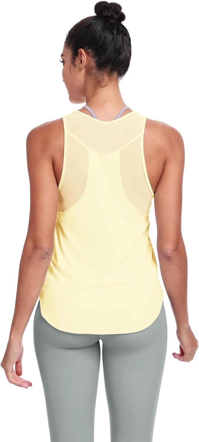 icyzone Racerback Workout Tank Tops for Women, Quick Dry Yoga Athletic Fitness Running Gym Top