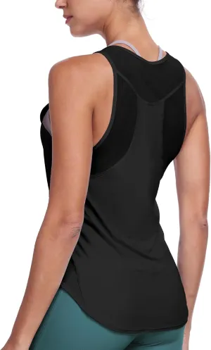 icyzone Racerback Workout Tank Tops for Women, Quick Dry Yoga Athletic Fitness Running Gym Top