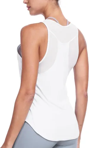 icyzone Racerback Workout Tank Tops for Women, Quick Dry Yoga Athletic Fitness Running Gym Top