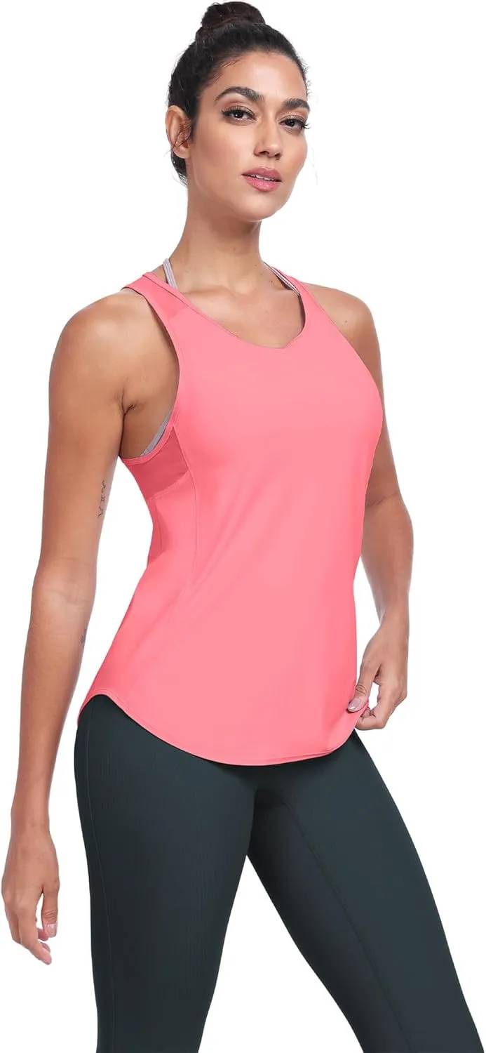 icyzone Racerback Workout Tank Tops for Women, Quick Dry Yoga Athletic Fitness Running Gym Top