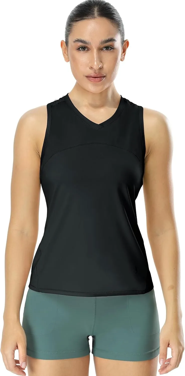 icyzone Racerback Workout Tank Tops for Women, V Neck Quick Dry Gym Athletic Yoga Exercise Running Shirts