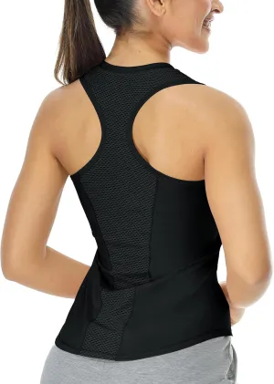 icyzone Racerback Workout Tank Tops for Women, V Neck Quick Dry Gym Athletic Yoga Exercise Running Shirts