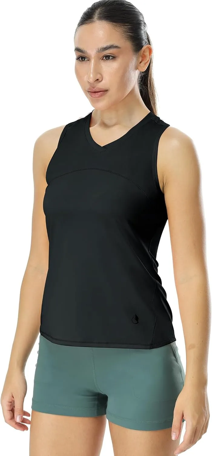 icyzone Racerback Workout Tank Tops for Women, V Neck Quick Dry Gym Athletic Yoga Exercise Running Shirts