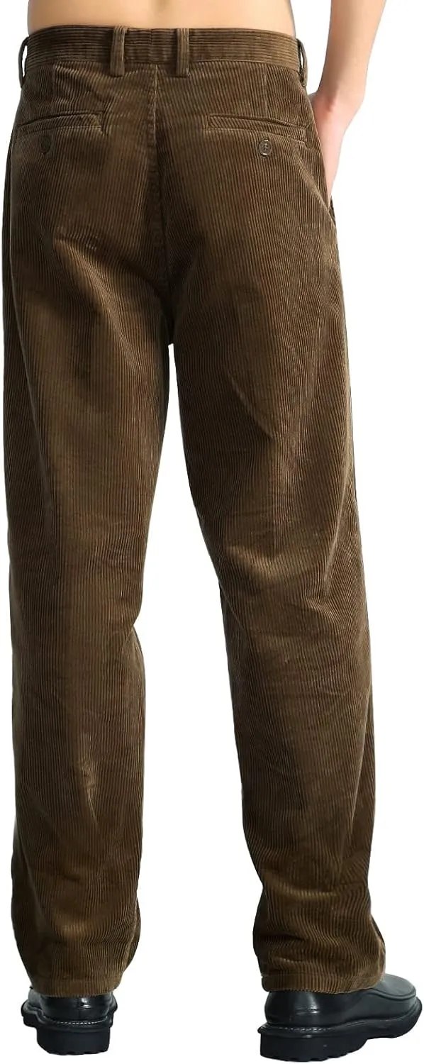 IDEALSANXUN Mens Corduroy Pants Casual Straight Leg Pleated Dress Pants