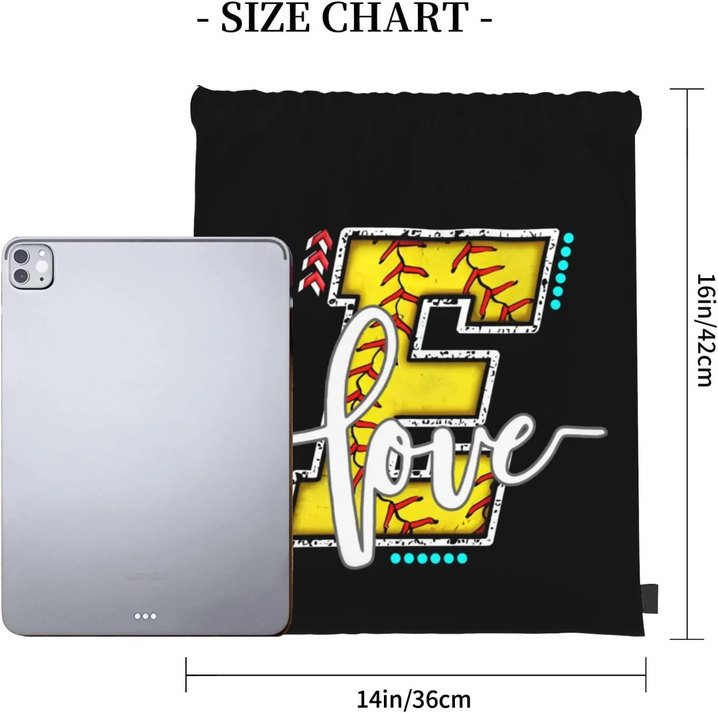 Initials Drawstring Backpack Black Cinch Bags Foldable Sports Gym Sackpack For Men Women (Softball Letter E)